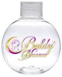 Minimalist gold and purple packaging for Baldy Nuance hydrating serum